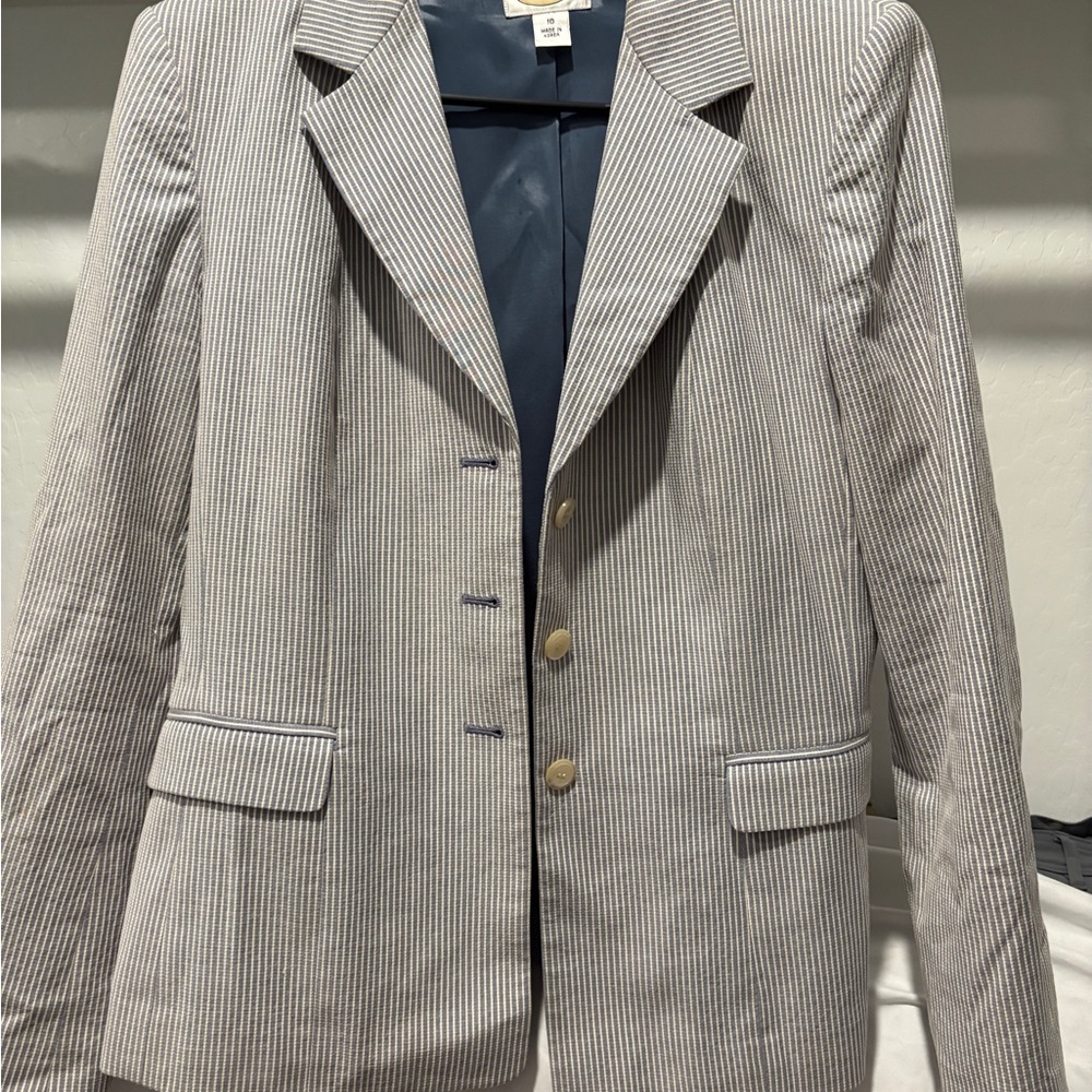 Talbots Navy Striped Blazer